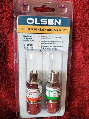 Olsen 56878 Torch Mount Flashback Arrestor Set - Oxygen and Acetylene NIB